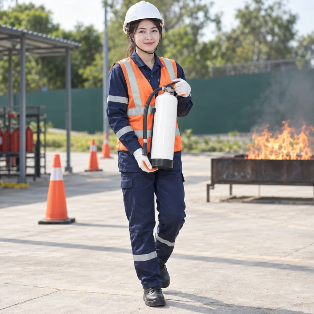 Bình chữa cháy cao su chịu nhiệt màu trắng thiết kế gọn