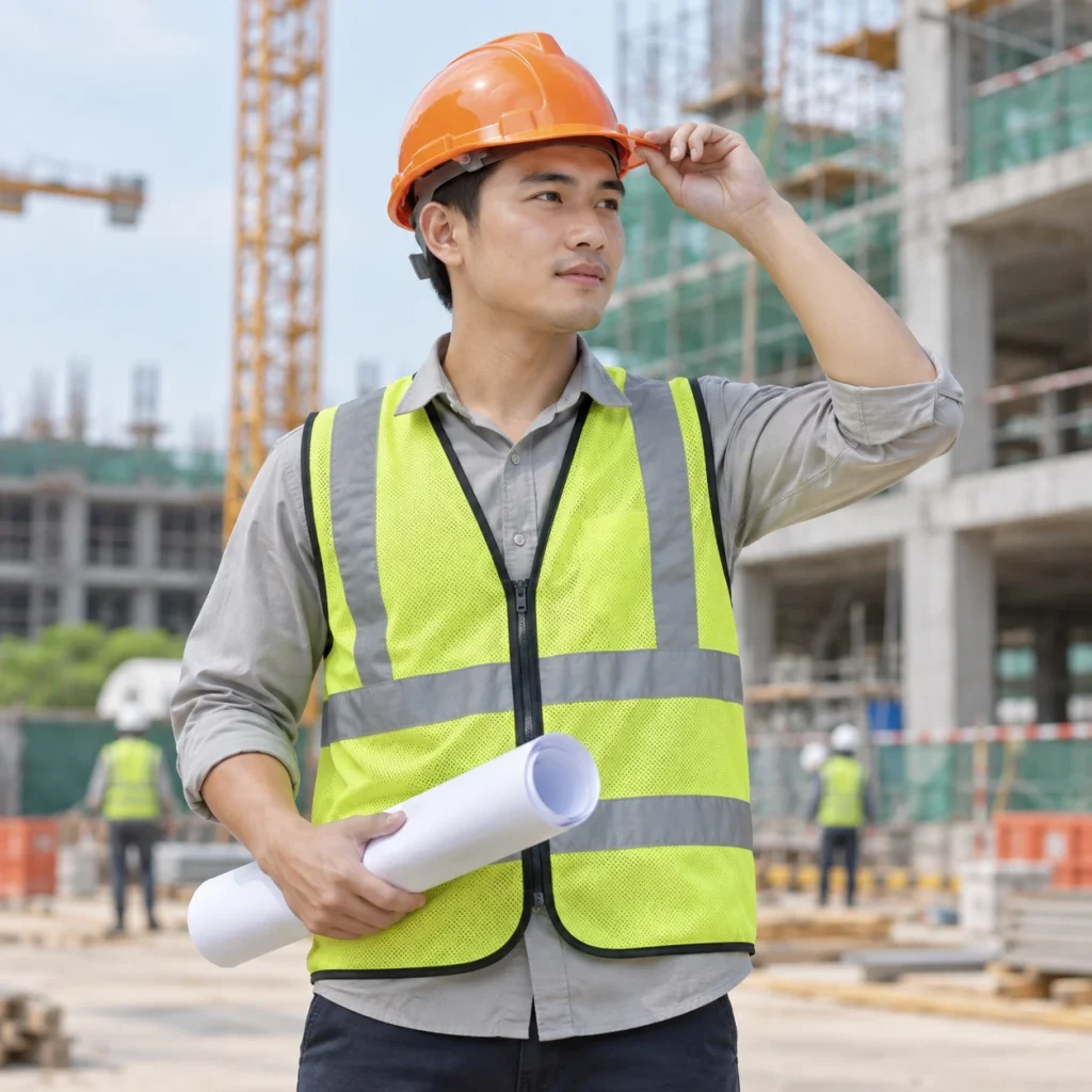 Mũ bảo hộ kỹ sư composite nhẹ màu cam núm vặn điều chỉnh
