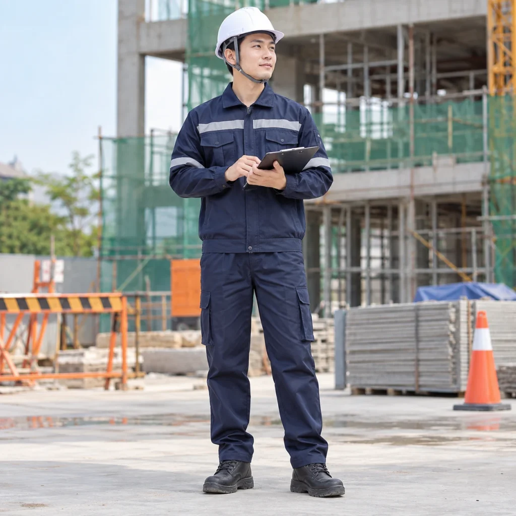 Áo bảo hộ phản quang vải gió chống bụi màu tím than dài tay túi hộp