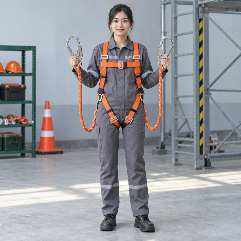 Dây an toàn dây bện chống mài mòn màu cam móc lớn khóa kép