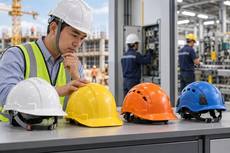 Kỹ sư Việt Nam so sánh mũ bảo hộ công trường điện và làm việc trên cao