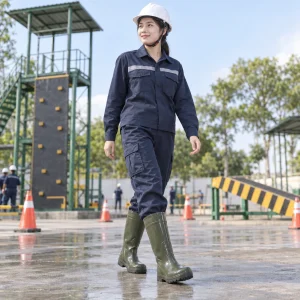 Ủng bảo hộ mũi thép cao su chống dầu màu xanh rêu mũi thép