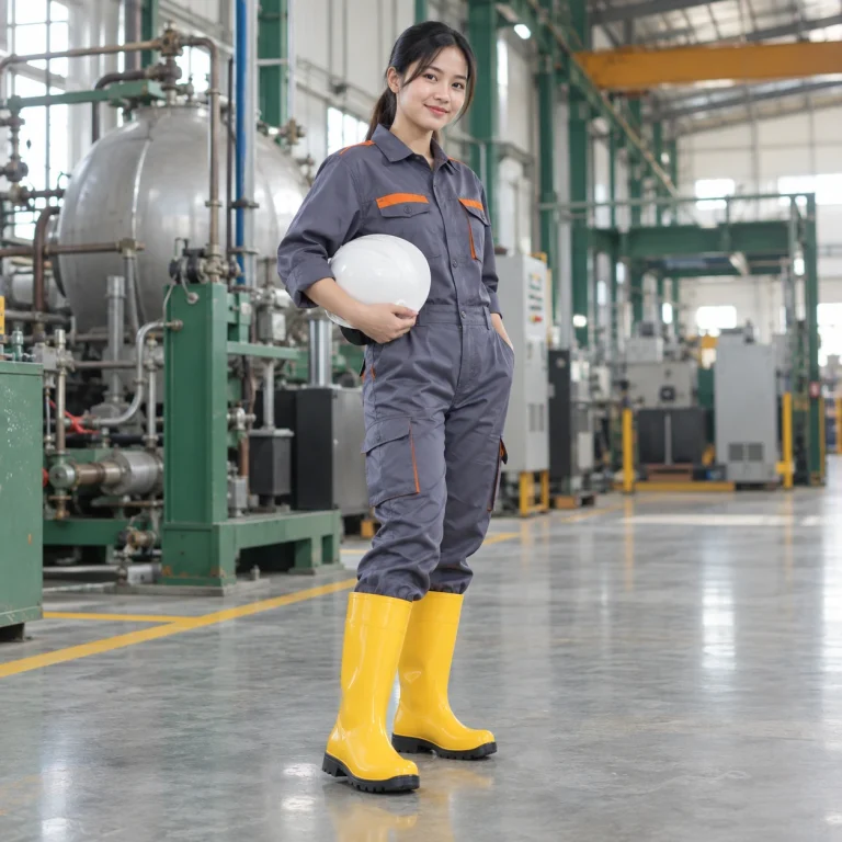 Ủng cao su bảo hộ cao su chống dầu màu vàng mũi thép