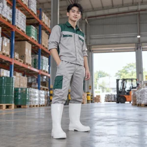 Ủng cao su bảo hộ cao su chống dầu màu trắng mũi thép