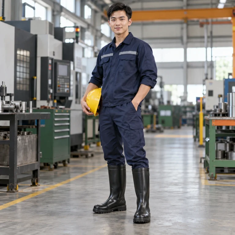 Ủng cao su bảo hộ cao su chống dầu màu đen đế chống trượt