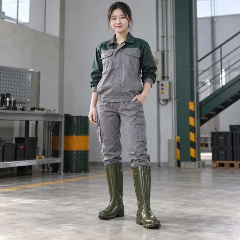 Ủng cao su bảo hộ cao su chống dầu màu xanh rêu đế chống trượt