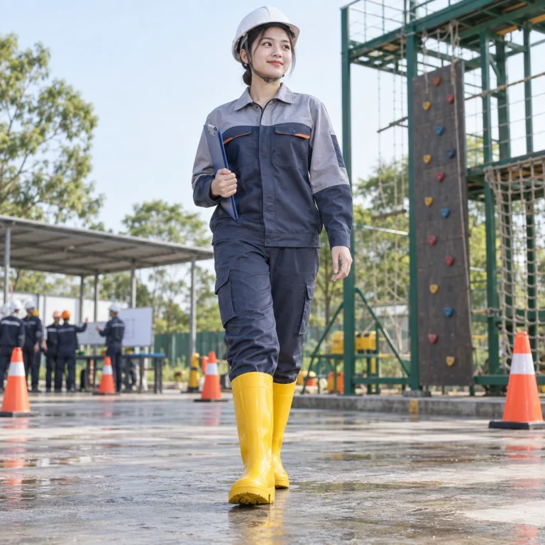 Ủng cao su bảo hộ cao su tự nhiên màu vàng đế chống trượt