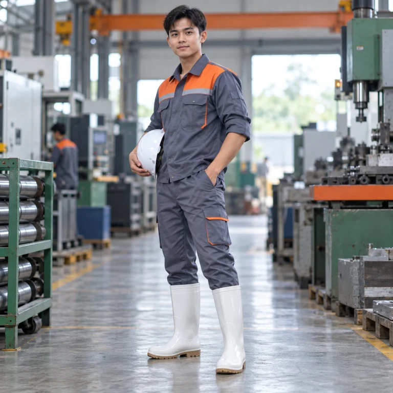 Ủng cao su bảo hộ cao su tự nhiên màu trắng đế chống trượt