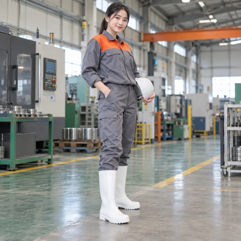 Ủng cao su bảo hộ cao su chống dầu màu trắng đế chống trượt