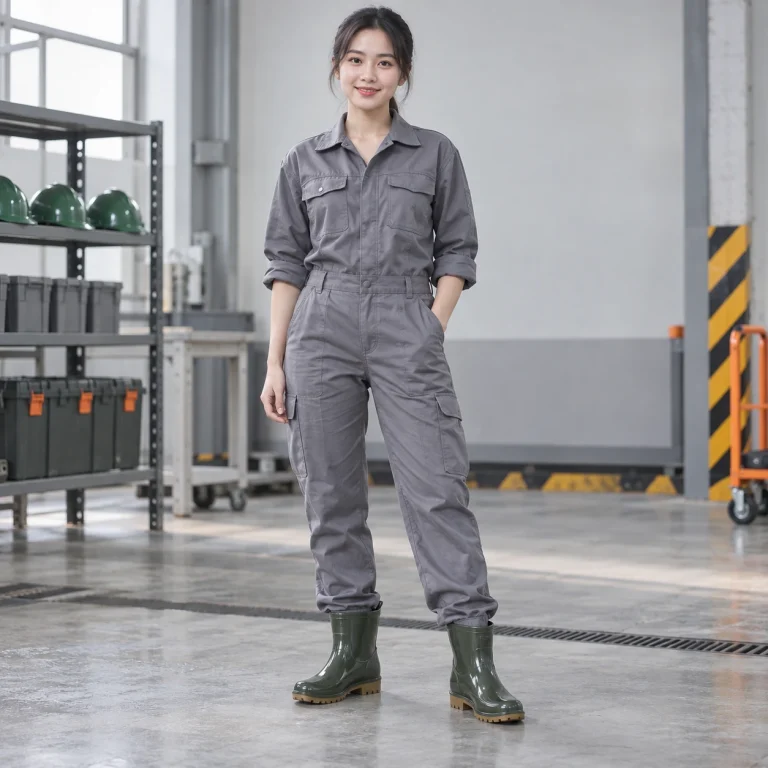 Ủng cao su thấp cổ nhựa PVC dẻo màu xanh rêu đế chống trượt