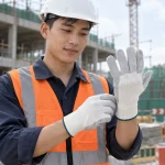 Găng tay sợi da split màu trắng phủ lòng bàn tay