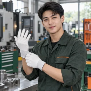 Găng tay cao su cao su nitrile màu trắng phủ lòng bàn tay