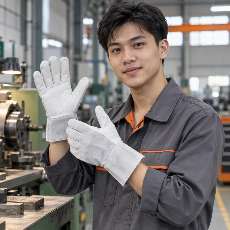 Găng tay y tế da split màu trắng phủ lòng bàn tay
