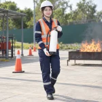 Bình chữa cháy cao su chịu nhiệt màu trắng thiết kế gọn