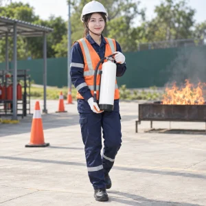 Bình chữa cháy cao su chịu nhiệt màu trắng thiết kế gọn