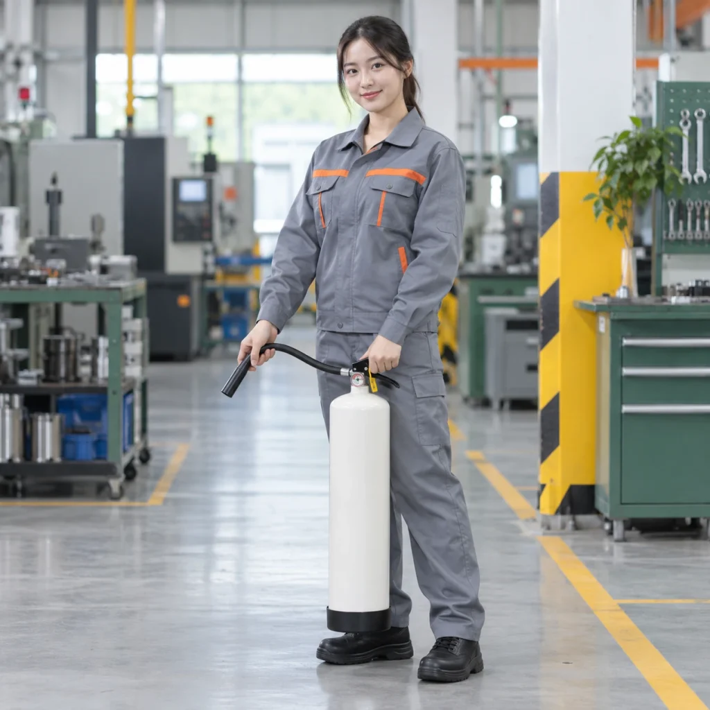 Bình chữa cháy nhựa kỹ thuật màu trắng thiết kế gọn