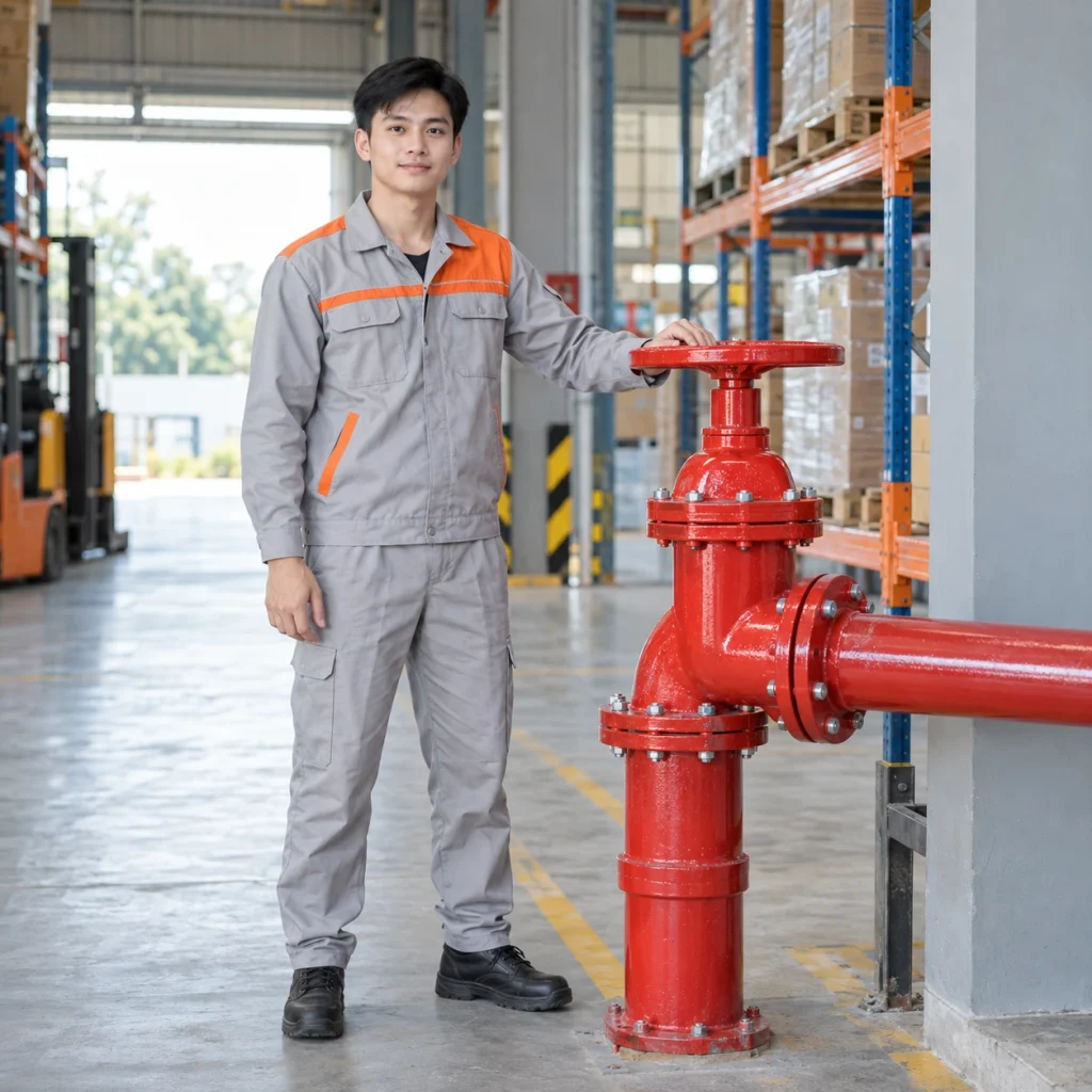 Thiết bị PCCC thép sơn tĩnh điện màu đỏ van khóa an toàn