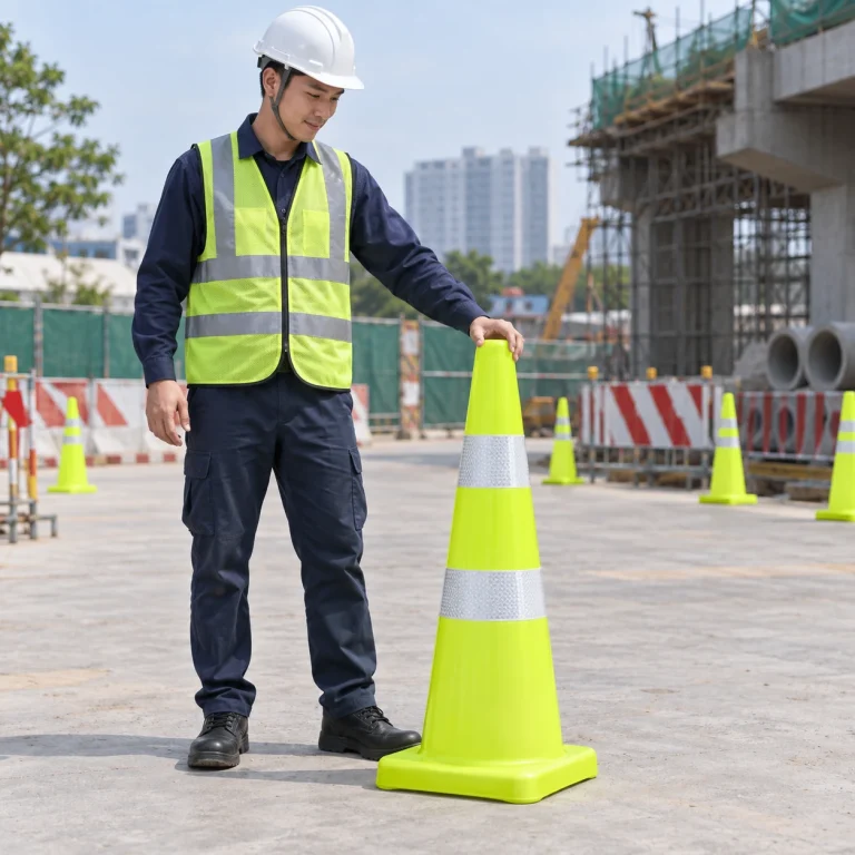 Thiết bị cảnh báo giao thông cao su đàn hồi màu vàng chanh dải phản quang kép