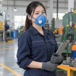 Khẩu trang bảo hộ silicone mềm màu xanh van thở một chiều