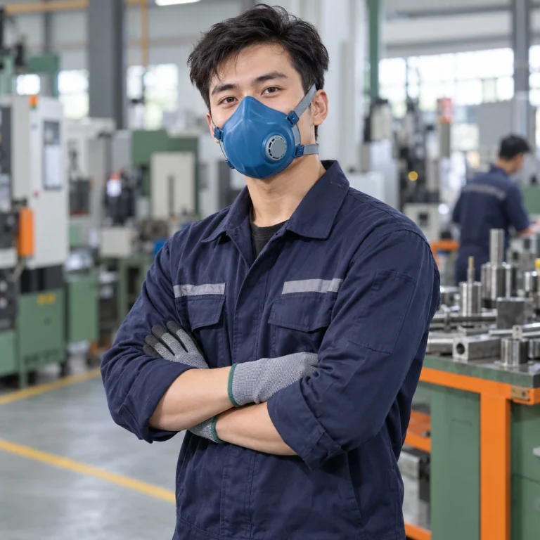 Khẩu trang bảo hộ nhựa TPE màu xanh van thở một chiều