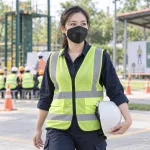 Khẩu trang bảo hộ sợi lọc đa lớp màu đen van thở một chiều