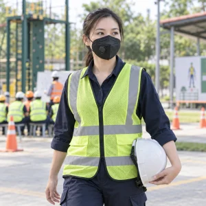 Khẩu trang bảo hộ sợi lọc đa lớp màu đen van thở một chiều