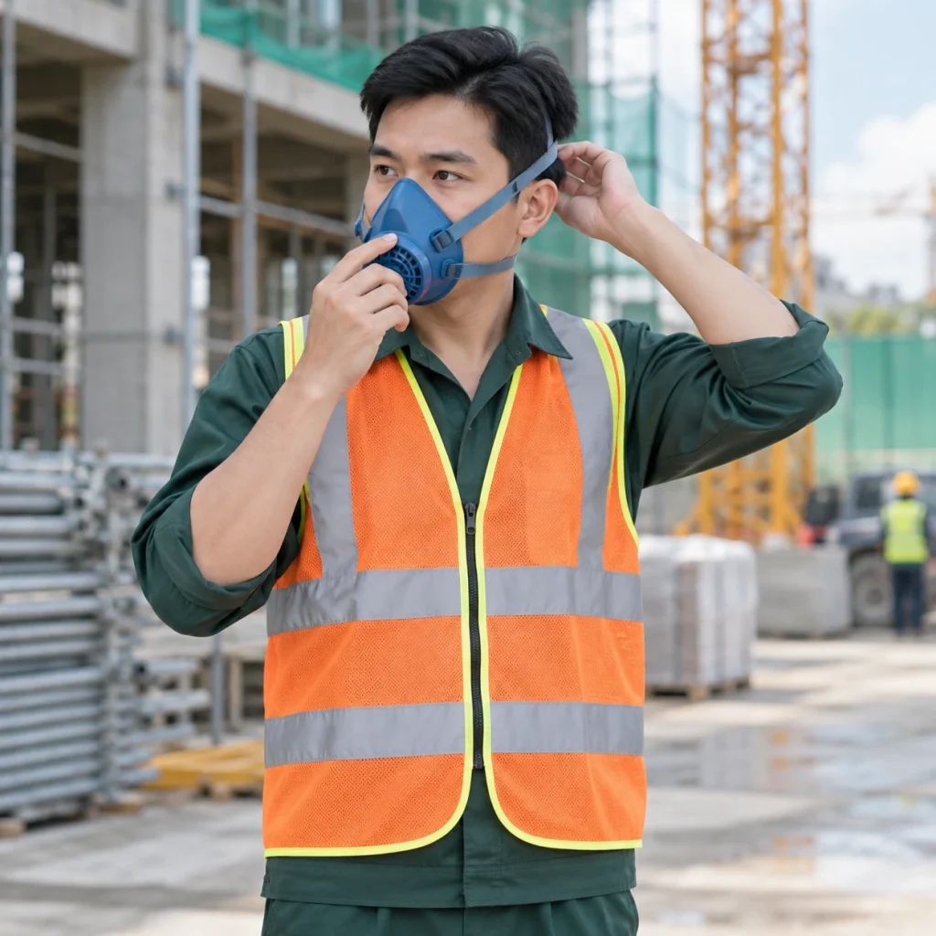 Mặt nạ phòng độc nhựa TPE màu xanh van thở một chiều