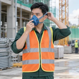 Mặt nạ phòng độc nhựa TPE màu xanh van thở một chiều