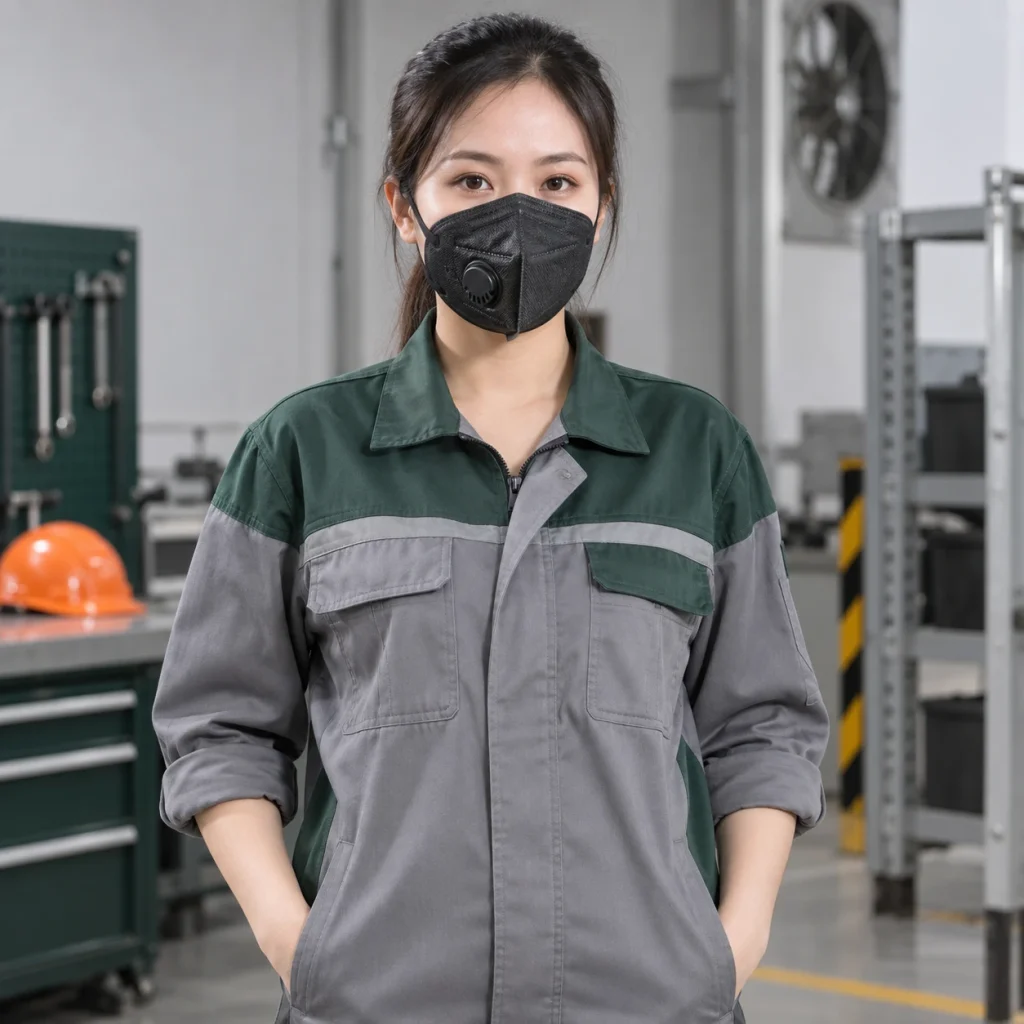 Mặt nạ phòng độc sợi lọc đa lớp màu đen van thở một chiều