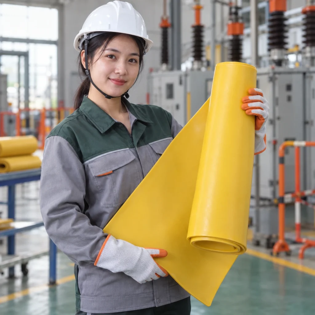 Thiết bị an toàn điện cao su cách điện màu vàng dùng cho điện trung áp
