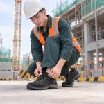 Giày bảo hộ công nghiệp lưới dệt thoáng màu đen mũi thép