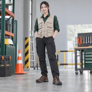 Giày bảo hộ cổ thấp da microfiber màu nâu mũi composite