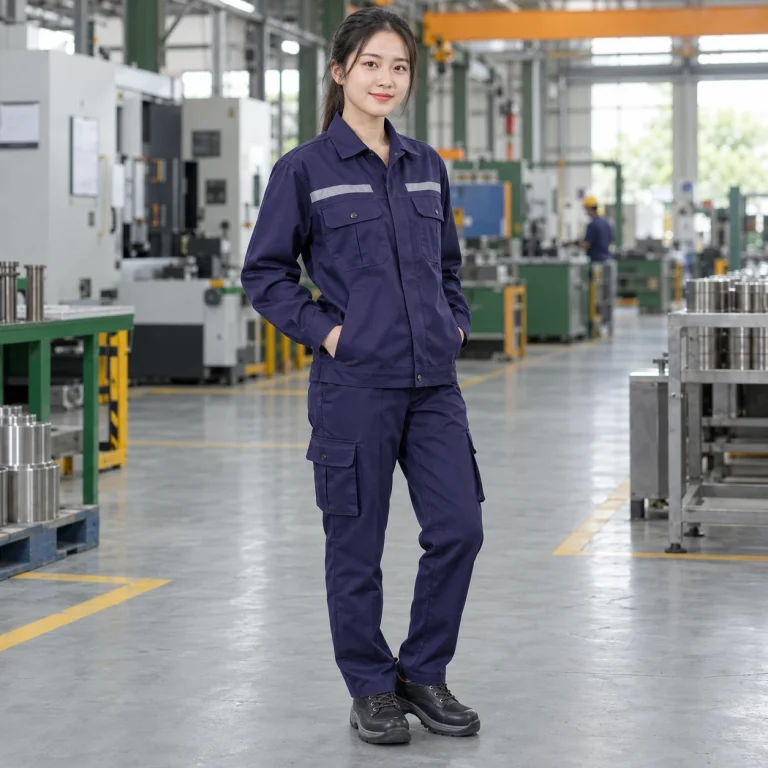 Bộ quần áo bảo hộ kaki cao cấp vải kaki cotton màu tím than dài tay túi hộp