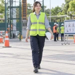 Áo gile phản quang lưới mắt nhỏ màu vàng chanh khóa kéo trước