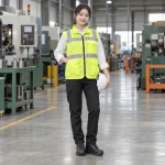 Áo phản quang kỹ sư vải gió nhẹ màu vàng chanh khóa kéo trước