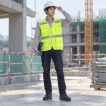 Áo gile bảo hộ vải gió nhẹ màu vàng chanh khóa kéo trước