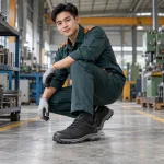 Giày bảo hộ đế kếp lưới dệt thoáng màu đen mũi composite