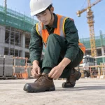 Giày bảo hộ công nghiệp da bò mềm màu nâu mũi composite