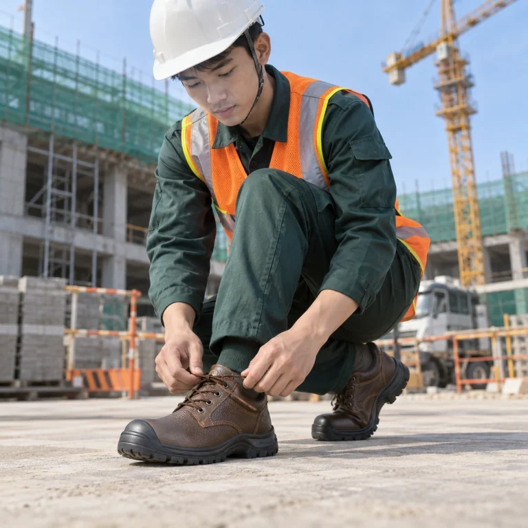 Giày bảo hộ công nghiệp da bò mềm màu nâu mũi composite