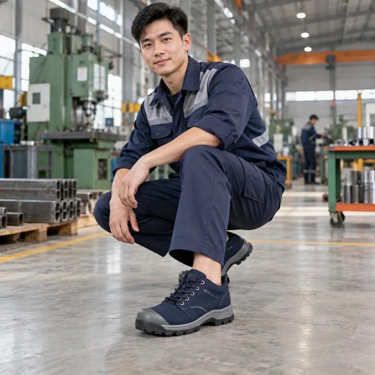 Giày bảo hộ cao cấp vải canvas màu xanh đen mũi composite