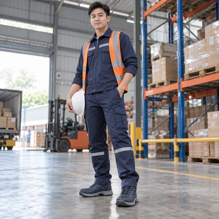 Giày bảo hộ cao cấp da tổng hợp chống nước màu xanh đen mũi composite