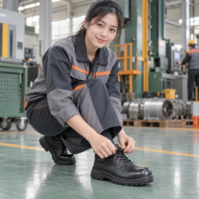 Giày bảo hộ cao cấp da bò mềm màu đen mũi thép