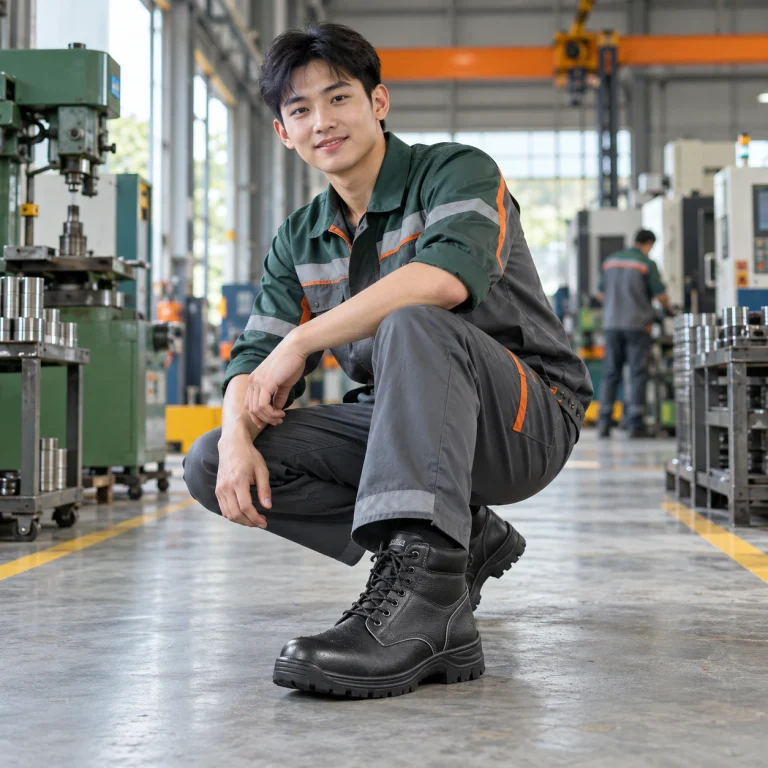 Giày bảo hộ cao cấp da tổng hợp chống nước màu đen mũi thép