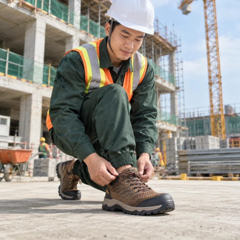 Giày bảo hộ cao cấp lưới dệt thoáng màu nâu mũi thép