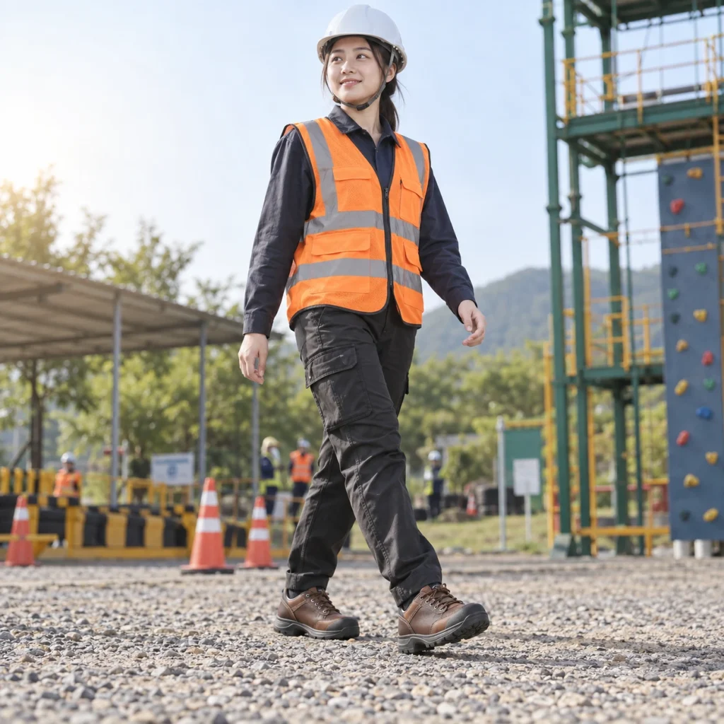 Giày bảo hộ siêu nhẹ da bò mềm màu nâu mũi composite