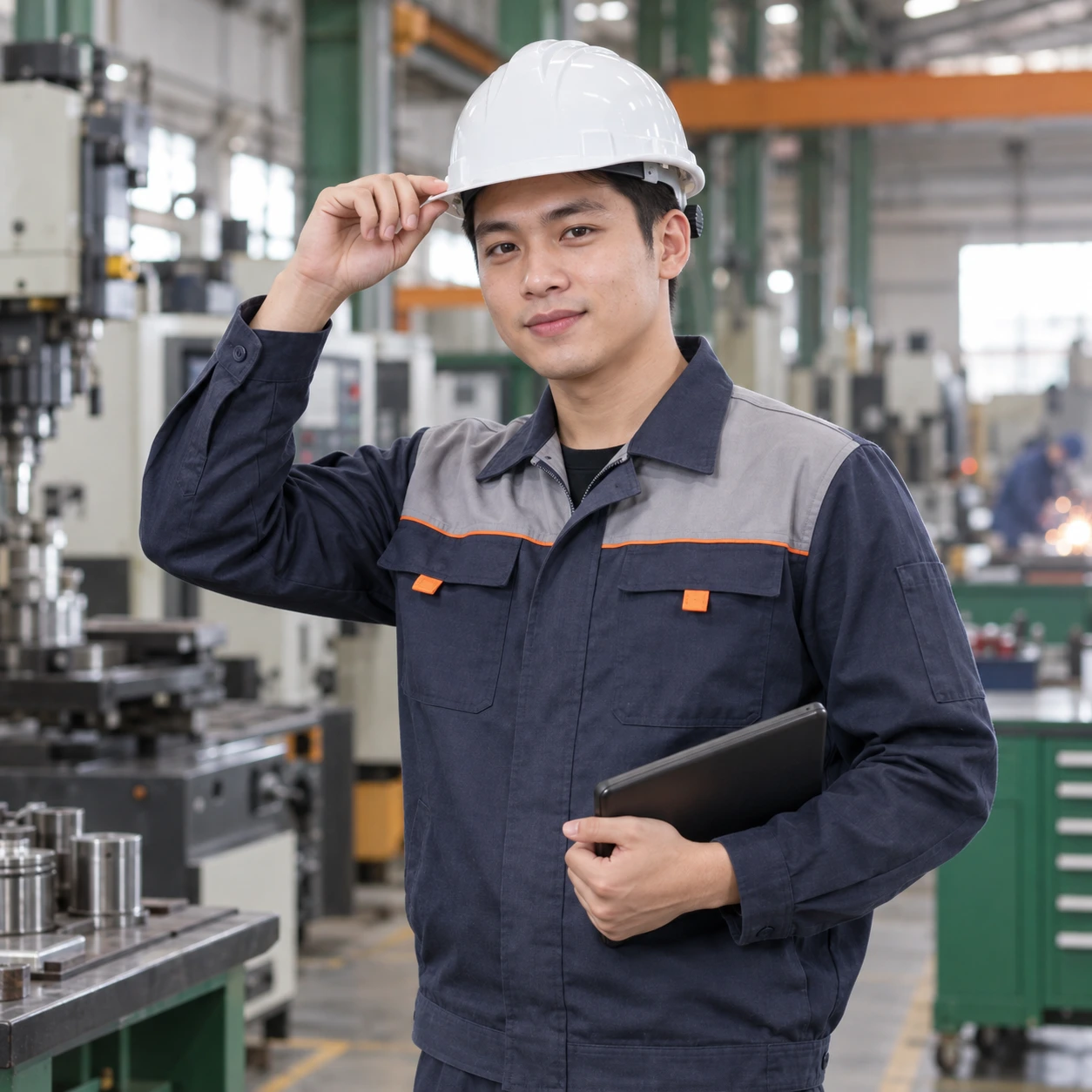 Mũ bảo hộ công trường nhựa HDPE màu trắng núm vặn điều chỉnh