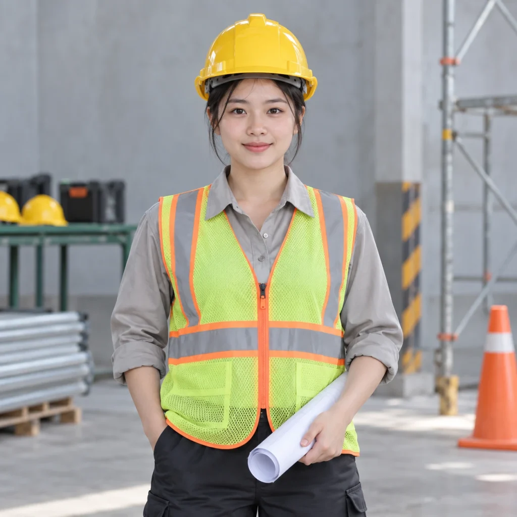 Mũ bảo hộ công trường composite nhẹ màu vàng núm vặn điều chỉnh