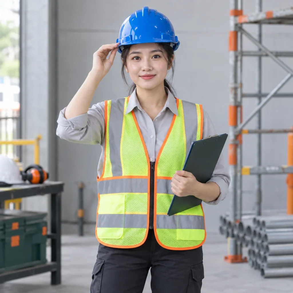 Mũ bảo hộ công trường nhựa ABS màu xanh núm vặn điều chỉnh