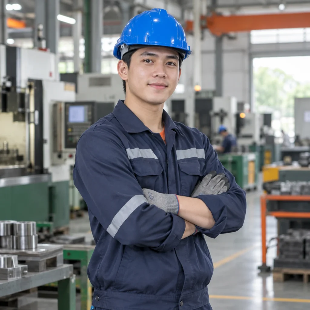 Mũ bảo hộ công trường nhựa HDPE màu xanh núm vặn điều chỉnh