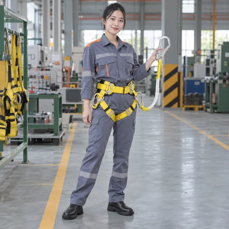 Dây an toàn bán thân đai nylon chịu tải màu vàng móc lớn khóa kép